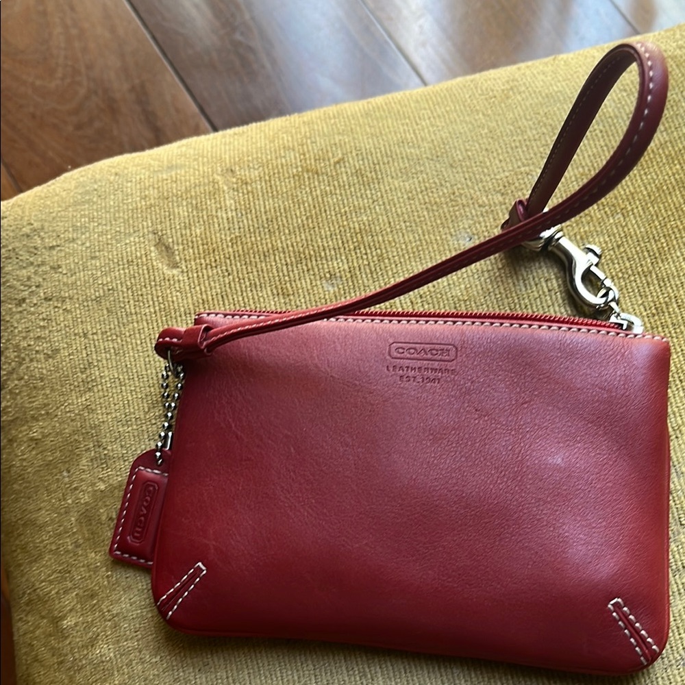 Coach Red Leather Wristlet